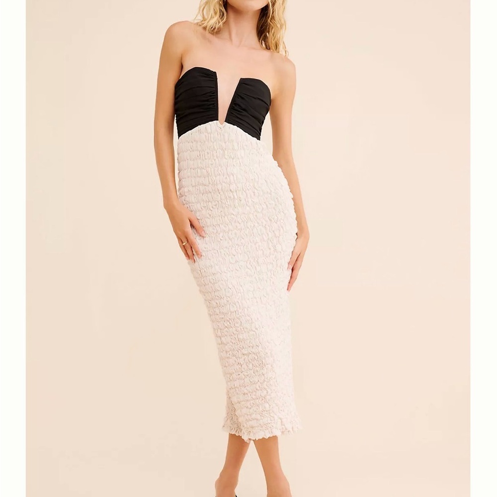 Anthropologie Black and White Strapless Dress